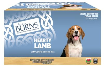 Burns Pet Natural Nutrition Adult and Senior Wet Dog Food Hearty Lamb, Carrots and Wholegrain Brown Rice 16 x 395gm