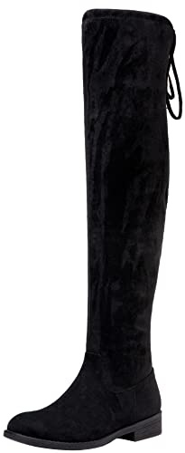 Vepose Women's 998 Black Suede Over The Knee High Boots Low Flat Heel Thigh High Boots for Women Size 6(CJY998 Black 06.5)
