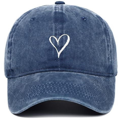 EQWIGKEIT sonnenhüte für Damen, Baseball Cap Damen Outdoor Sport Sonnenschutz Mit Herzförmiges Stickmuster Sommer Baseballcap Verstellbare Schirmmütze Vintage Sonnenkappe Unisex Baseballkappe