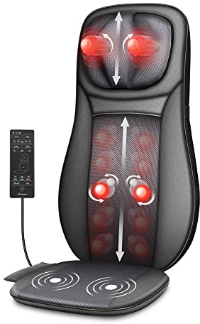 Snailax shiatsu Neck & Back Massager with Heat, Full Back Kneading Shiatsu or Rolling Massage, Massage Chair pad with Height Adjustment, Back Massager for Neck and Shoulder