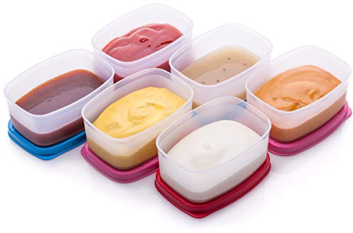 Recipientes herméticos reutilizables de alimentos paquete de 6 – 3 onzas para aperitivos, alimentos para bebés/niños pequeños, condimentos, aptos para congelador, libre de BPA