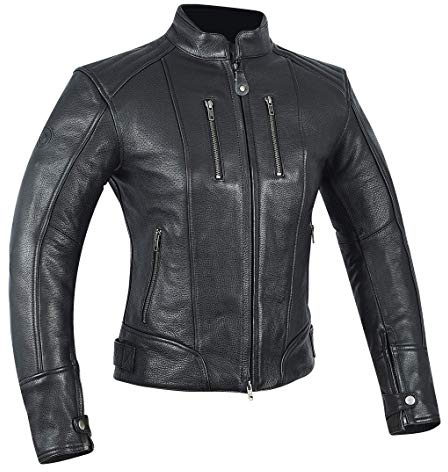 MAGOMA Chaqueta de cuero Tribeca A ++ con protecciones de motocicleta,Negro,L