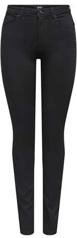 ONLY Jeans Skinny Fit Basic Vita Alta Stretch Denim 5-Pocket Pantaloni ONLFOREVER, Colore:Nero, Taglia:M / 32L, Lunghezza della Gamba:L32