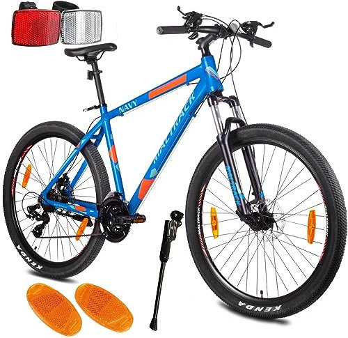 Maltrack Moutainbike MTB 27,5 Zoll, 21-Gang, Navy Grey, bremsscheiben, Satz Reflektoren, ab 140 cm, Jungen & Herren-Fahrrad, Blau