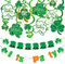 Qpout St.Patricks Day Hängende Dekoration, 30 Stück hängende grüne Kleeblattwirbel und 2 Banner, Irland St.Patricks Day Party Dekor