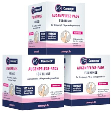 Canosept Augenpflege-Pads für Hunde 3 x 100 Stück - Augenpflege Hund & Tränenfleckenentferner Hund – Augenreiniger für Hunde mit beruhigendem Aloe Vera Extrakt, schonende Hundepflege