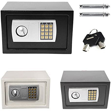 Cassaforte da Armadio con Codice e 2 Chiavi, 8,5 L Cassaforte Piccola, 31x20x20cm, Cassaforte Elettronica, Cassaforte a Muro per Uso Domestico e Ufficio, Grigio