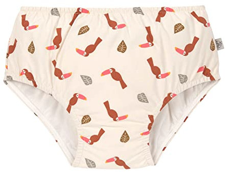 LÄSSIG Baby-und Kleinkind-Schwimmwindel Badewindel Badehose mit Windel mit UV-Schutz Toucan offwhite 7-12 Monate
