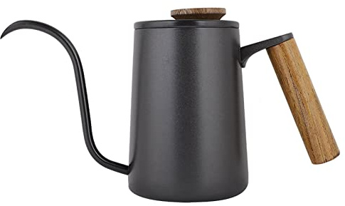 Svanhals hälla över kaffe vattenkokare 600 ml, rostfritt stål handdroppande kaffekanna mode kaffe vattenkokare med lång smal pip för kaffeservice (svart)