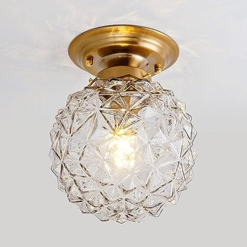 ZERAPH Postmodern Modern Single Head Diamond Glass Dome LED Ceiling Lights Surface Mount Ceiling Pendant Lighting with Edges Corners Glass Shade Home Corridor Porch Ceiling Lamp Chandelier