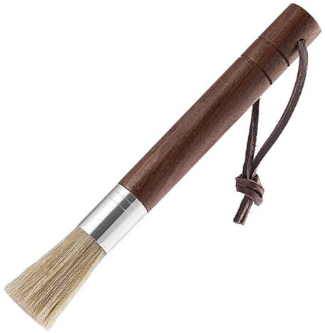 17.5 CM Barista Pennello,Spazzola Macinacaffè la Pulizia Maniglia Color Noce Pennello da Cucina Accessorio Barista per Pulire Fondi di Caffè Farina Zucchero Lievito in Polvere