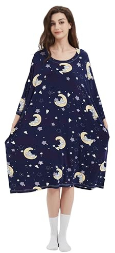 VERTAST Camicia da notte da donna oversize rinfrescante maglietta da notte taglie forti camicia da notte lunga abito da notte casual con tasche, Taglia unica