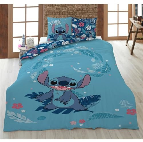 Aymax Stitch Double Flannel Bedding Set, Reversible Duvet Cover 200 x 200 cm + 2 Pillowcases 65 x 65 cm