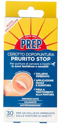 PREP Cerotto Dopopuntura Purito Stop, Cerotti dopopuntura con azione rinfrescante, calmante, 30 cerotti per un sollievo rapido da punture di insetti