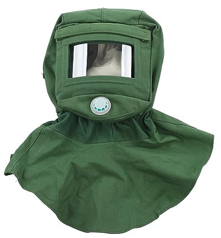 Cappello Scialle per Sabbiatura, Visiera, Cappuccio per Sabbiatura, Tela Efficiente, Schermo Grande, Visione Chiara, Antipolvere, Resistente Al Calore con Ventilazione per la