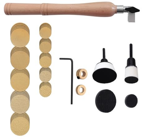 Kit de ponçage pour bol - Outils de tour à bois avec crochets - Disques de ponçage de 2,5 cm - Plaques de support de 5,1 cm - Interfaces en mousse