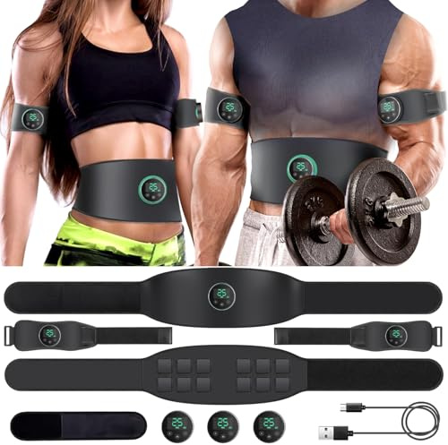 AXCEED Abs Trainer & EMS Muscle Stimulator Belt 8 Modes & 25 Intensity Levels for Effective Abdominal Toning Ideal Workout Equipment for Men and Women