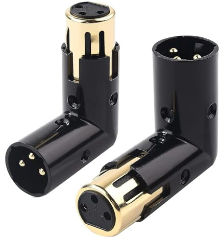 Celabie 2 st ljudadapter justerbar hane till hona höger vinkel XLR-adapter XLR-adapterkontakt (XLR 90 graders adapter)