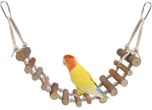 1 Pièces Jouet Perroquet,Échelle En Rotin Et Équipée D'Une Longe, Pour Perroquet, Inséparables, Pinsons