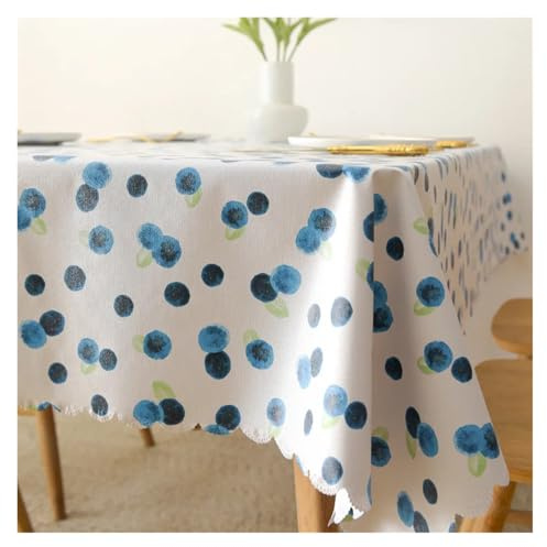 YGMNQAL Nappe Impermeable Nappe carrée en PVC, rectangulaire, imperméable, Couverture de Table, résistante à l'huile, essuyable(Blueberry Pattern,120x120cm)