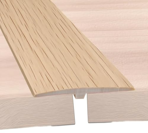 Striscia di transizione per pavimenti in PVC, 3 m x 5 cm, profilo a T, listello di transizione autoadesivo, listello di copertura piatto in PVC, listello di transizione per soglie, venature d'acero
