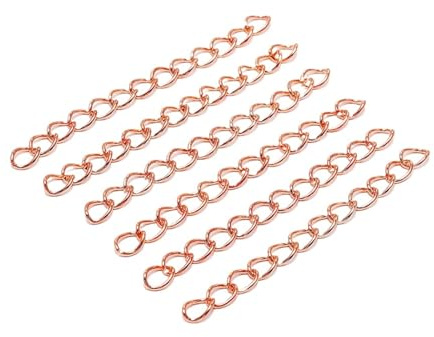 WENH 100 st/parti förlängningskedja med svans, förlängda förlängningskedjor, kontakt 50 mm 70 mm for smyckestillverkning(Rose Gold,5cm)