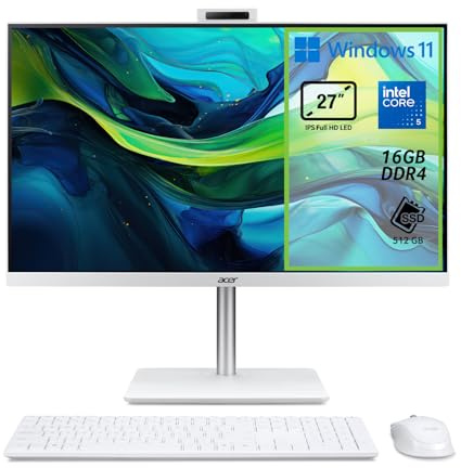 Acer Aspire C27A-GRPL Computer Fisso All in One, Display 27 FHD 120 Hz IPS