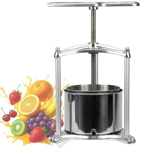 Pressa manuale per vino e frutta in acciaio inossidabile, spremiagrumi manuale da 6 l/1,59 galloni, pressa per sidro, mele, uva, tintura, verdure, miele, olio d'oliva, macchina per la spremitura