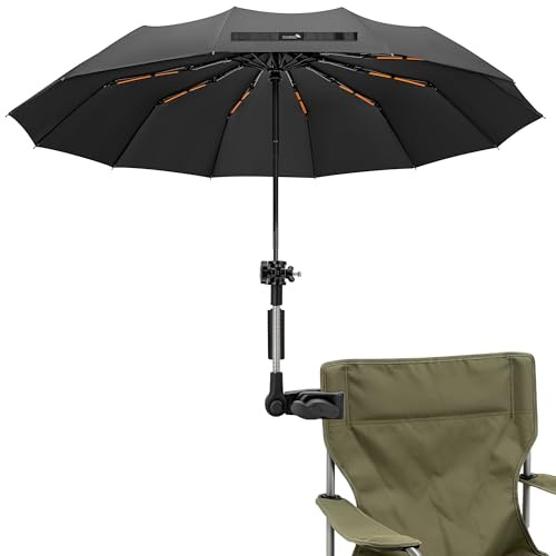 ZOMAKE Ombrellone per Sedia con Morsetto Clip, Parasole per Sdraio Mare, Ombrello per Sedia da Spiaggia (Nero