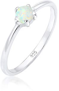 Elli Anillos básico para mujer con ópalo geométrico sintético en plata de ley 925