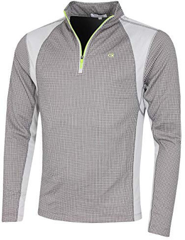 Calvin Klein Mens Micro Grid Half Zip Mid Layer - Slate/Lime - XL