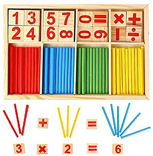 KUTOI Counting Number Blocks and Sticks | Montessori Toys for Toddlers | Homeschool Supplies for Math manipulatives | Educational Wooden Math Educational Number Cards and rods with Storage Tray
