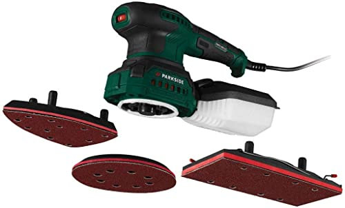 Parkside - Lijadora multifunción 3 en 1 PMFS 200 C3: Delta, orbital y aleatoria, 3 placas intercambiables