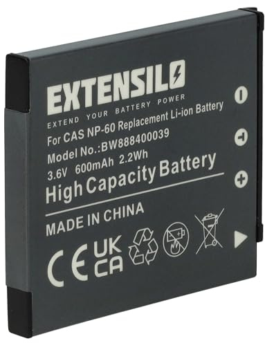 EXTENSILO Akku kompatibel mit Casio Exilim EX-Z9, EX-Z29, EX-Z85, EX-Z90, EX-Z80 Kamera (600 mAh, 3,7 V, Li-Ion)