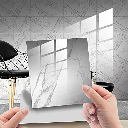HORIWE Adesivi per piastrelle murali marmorizzate 20x20cm 20 pezzi Adesivi per piastrelle in PVC Carta da parati autoadesiva Adesivi murali impermeabili Adesivi murali per cucina, armadietto, mobili