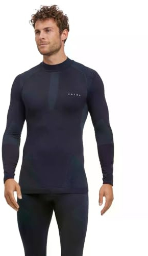 FALKE herr Baslager Ovandel Warm Turtleneck M L/s Sh funktionellt garn snabbtorkande 1 del, Svart Black 3000, XL