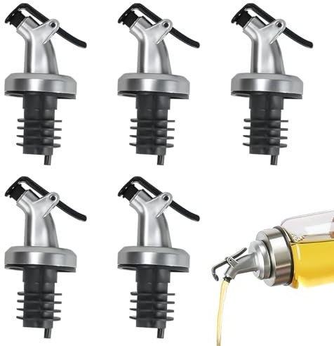 Zythrem 6 Pezzi Versatore D'olio Tappi Versatori da Vino con Tappo Olio D'Oliva da Cucina Versatore D'olio Aceto Versatori Ugello Beccuccio per Olio D'oliva Liquore