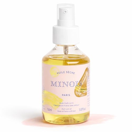 Minois Paris Huile Sèche Bébé & Enfant - Huile Corps Bio Nourrissante Peaux Sèches, Cheveux & Massage, Huile Végétale 7 Huiles, Sans Effet Gras, Dès la Naissance, Made in France - 150ml