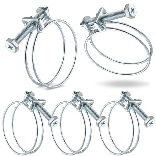 Poppstar 5 Pièces Collier de Serrage Double Fil W1 en Acier Galvanisé, Plage de Serrage 45-50mm, Diamètre Fil 2 mm