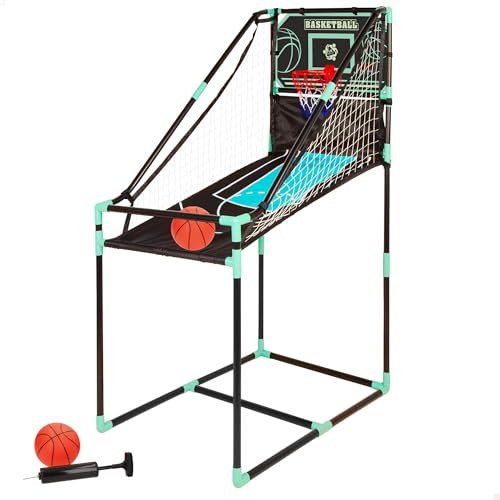 COLORBABY CB Games basketkorg med elektronisk markör, metallram, 64 x 100 x 150 cm, returdesign, inkluderar bollar, perfekt för inomhusspel från 3 år (47999)