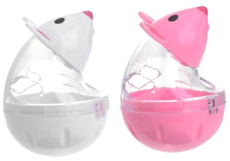 TOYZFRIENDY Lot De 2 Distributeurs De Nourriture pour Animaux De Souris, Jouets Interactifs pour Chats, Plastique Non Toxique, Blanc Et Rouge, Jeu D'entraînement Stimulant, Adapté Aux Chats Joueurs