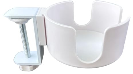 Práctico soporte para tazas montado en el escritorio, clip de bebida para ahorrar espacio, para estaciones de trabajo, ajustable, resistente, soporte portátil para tazas