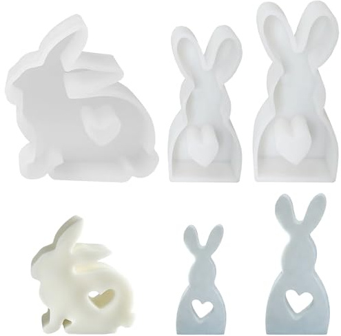 XIAOGUA 3 Piezas Moldes de Silicona de Pascua Molde Conejos Kit para Hacer Jabones Molde Silicona Velas Caseras para Haz Velas Jabones y Yesos Aromaterapia Como Regalos Pascua