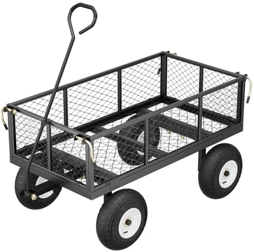 Sekey Bollerwagen Gartenwagen Titan – ECHT 350 KG Tragkraft, 3-in-1 Bollerwagen Plattformwagen mit Vollgummi-Luftreifen, Einfache Montage, Stabil und Rostfrei, 100L