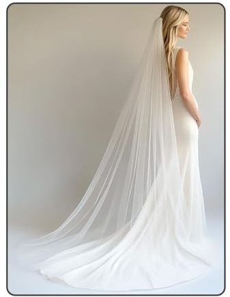 Voile de Mariée Long 3m, 2 Couches Cathédrale avec Peigne, Voile de Mariage Élégant Classique pour Femmes Accessoires de Mariée(Blanc)