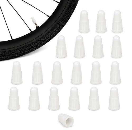 20 Pièces Bouchons de Valve Presta pour Vélo Blancs, Capuchons de Valve Française et Sclaverand, Bouchons Antipoussière en Plastique pour Tubeless, Type Dunlop, VTT, Route, Vélo Électrique (Blanc)
