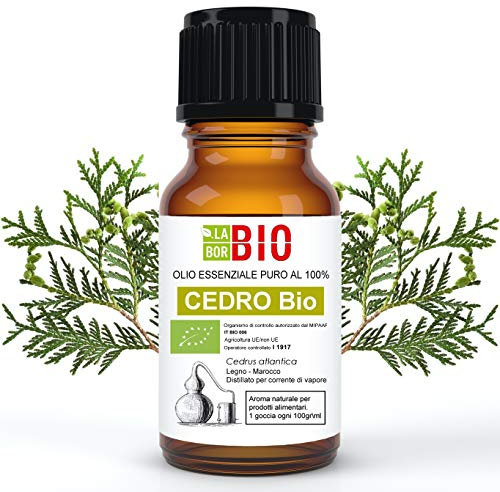 Cedro Bio Olio essenziale 100% Puro 10 ml - Uso interno Terapeutico Alimentare Diffusori Aromaterapia Cosmetica Cucina - Laborbio