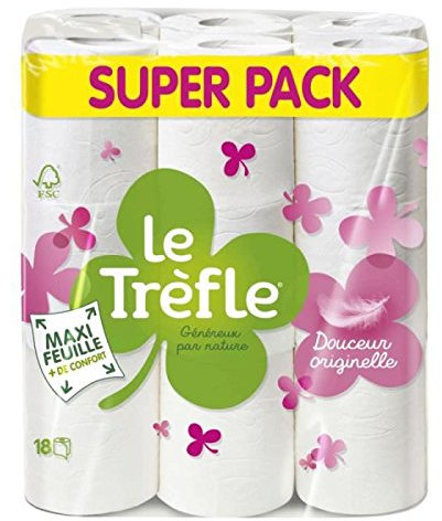 Das Kleeblatt Douceur Ursprüngliche Toilettenpapier Maxi Blatt 18 Rollen Weich und robust