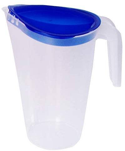 Home Line brocca per succo 1,75 L – Bricco per acqua con coperchio fisso – Bricco per bevande con antigoccia esterno – Caraffa per acqua per frigorifero – Dispenser di succo. Blau (1 Stk.)