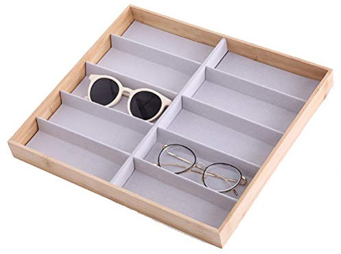 Brillenbox Brillen Display Brillenkoffer, Moderne Holz Sonnenbrillen Organizer Box Brillen-Speicher-Halter-Behälter Lesebrille Vitrine Eyewear Exhibition Showcase Brillenaufbewahrung Sonnenbrillen Auf
